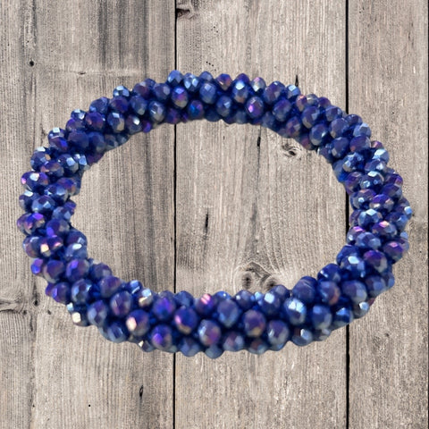 Bead Weave Elasticated Bracelet - Indigo