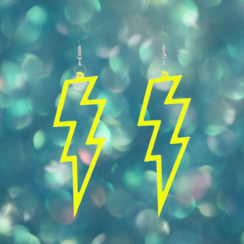 Lightning Bolt Earrings - Neon Yellow