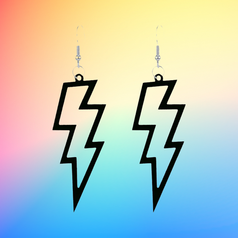 Lightning Bolt Earrings - Black