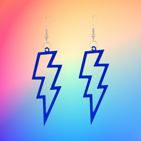 Lightning Bolt Earrings - Cobalt Blue